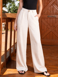 Pleated Wide-Leg Trousers — Natural