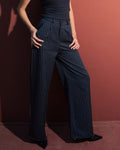 Pleated Wide-Leg Trousers — Gray