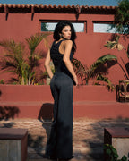 Pleated Wide-Leg Trousers — Gray